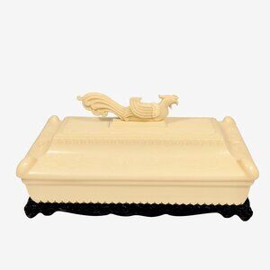 Dresser Jewelry Box Early Celluloid Asian Dragon and Pheasant Alden Plastics